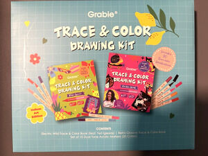 Grabie Trace & Color Drawing Kit Vellum Art 2 Trace & Color Books Acrylic Marker